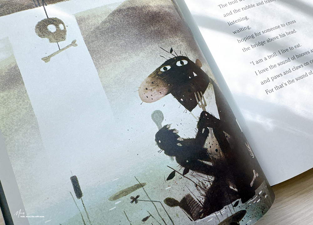 The Three Billy Goats Gruff|三隻羊如何用智慧面對巨魔,用經典童話寫出戲劇張力的黑色幽默繪本 - 第4張圖 The Three Billy Goats Gruff|三隻羊如何用智慧面對巨魔,用經典童話寫出戲劇張力的黑色幽默繪本