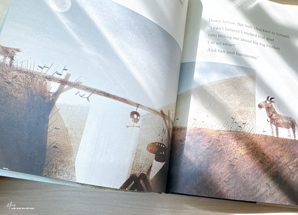 The Three Billy Goats Gruff|三隻羊如何用智慧面對巨魔,用經典童話寫出戲劇張力的黑色幽默繪本 - 第7張圖 The Three Billy Goats Gruff|三隻羊如何用智慧面對巨魔,用經典童話寫出戲劇張力的黑色幽默繪本