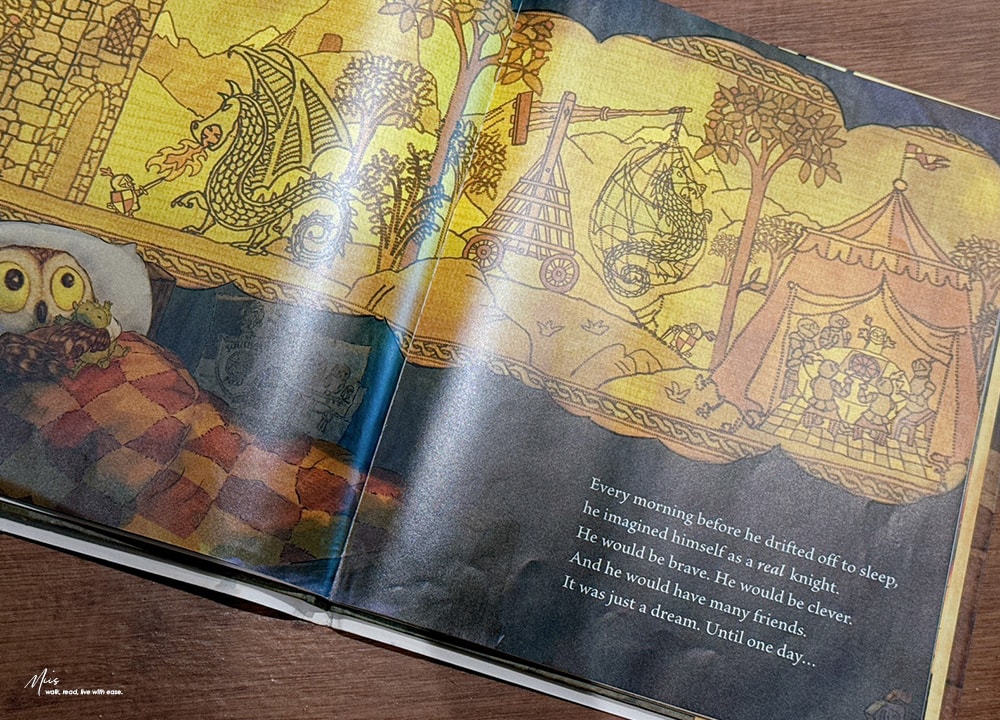 凱迪克榮譽獎繪本|Knight Owl|身材小也沒問題,力量不是唯一答案,腦袋裡的東西才是關鍵(中古世紀騎士風格) - 第2張圖 凱迪克榮譽獎繪本|Knight Owl|身材小也沒問題,力量不是唯一答案,腦袋裡的東西才是關鍵(中古世紀騎士風格)