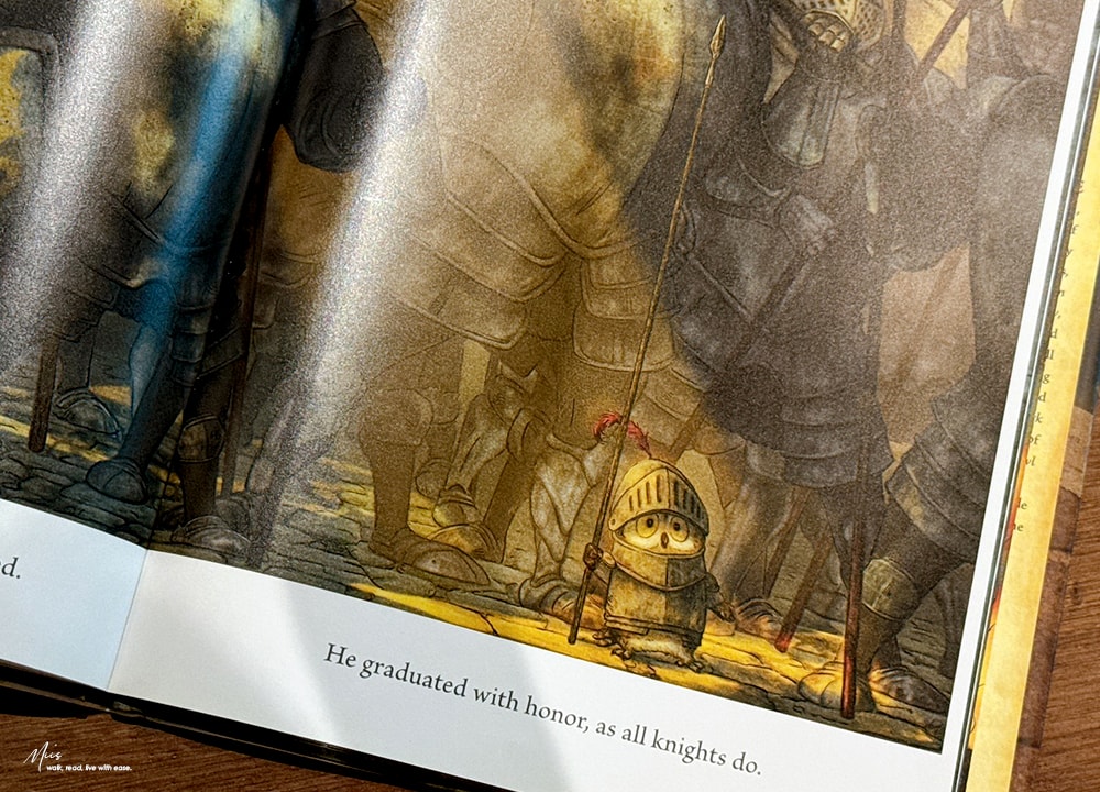 凱迪克榮譽獎繪本|Knight Owl|身材小也沒問題,力量不是唯一答案,腦袋裡的東西才是關鍵(中古世紀騎士風格) - 第5張圖 凱迪克榮譽獎繪本|Knight Owl|身材小也沒問題,力量不是唯一答案,腦袋裡的東西才是關鍵(中古世紀騎士風格)