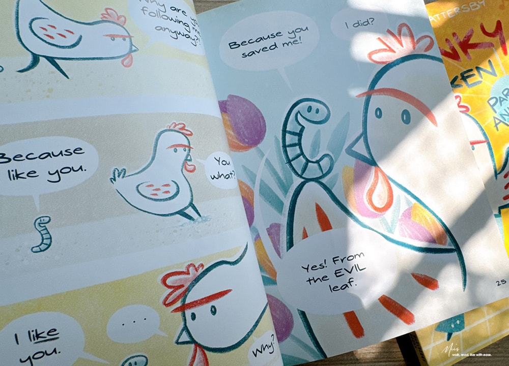 Lexile 高頻閱讀｜Cranky Chicken 圖像小說，誰說蚯蚓只能被吃？最奇妙食物鏈組合的夥伴，適合6-9歲（圖像＋短篇故事）