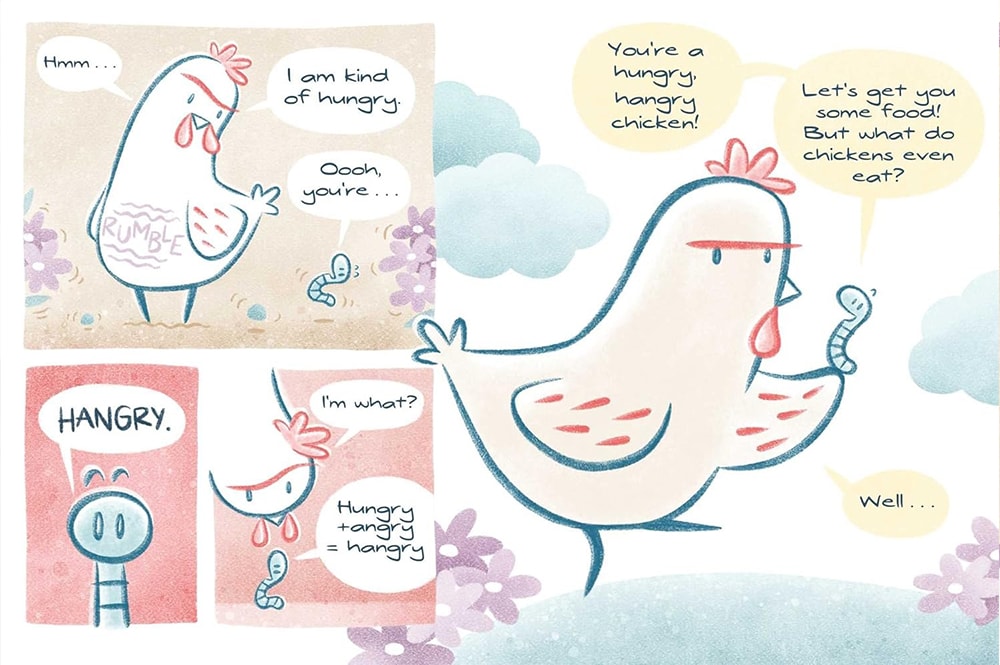 Lexile 高頻閱讀｜Cranky Chicken 圖像小說，誰說蚯蚓只能被吃？最奇妙食物鏈組合的夥伴，適合6-9歲（圖像＋短篇故事）