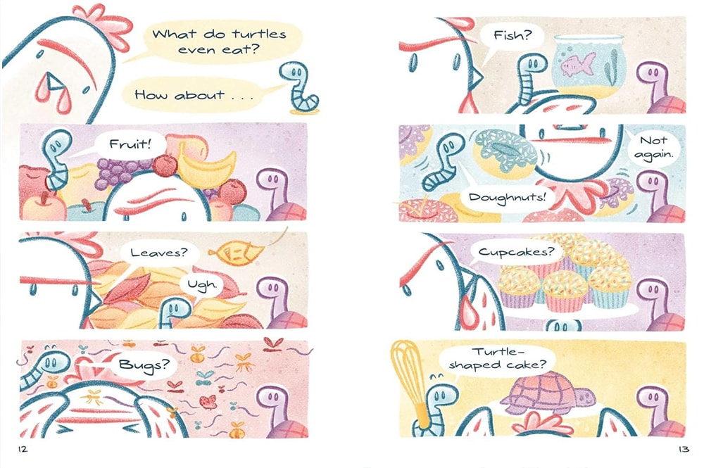 Lexile 高頻閱讀｜Cranky Chicken 圖像小說，誰說蚯蚓只能被吃？最奇妙食物鏈組合的夥伴，適合6-9歲（圖像＋短篇故事）