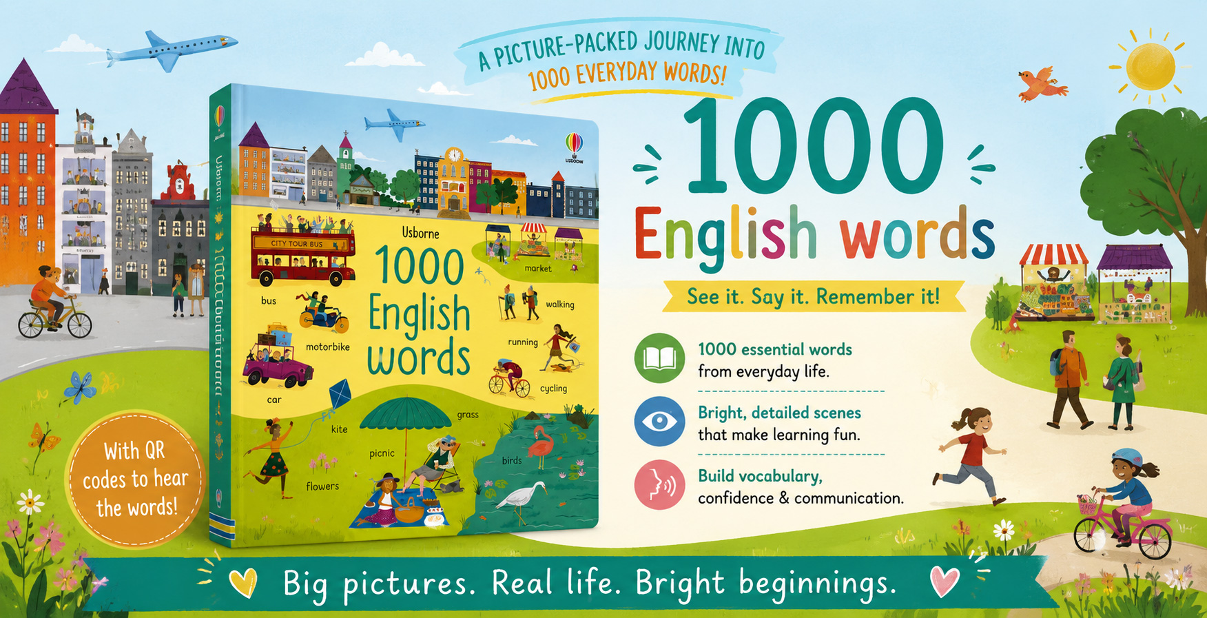 從硬頁操作到主題字典｜Bizzy Bear’s Big Book of Words x 1000 English Words 用趣味圖鑑(附音檔)，建立生活英語字庫