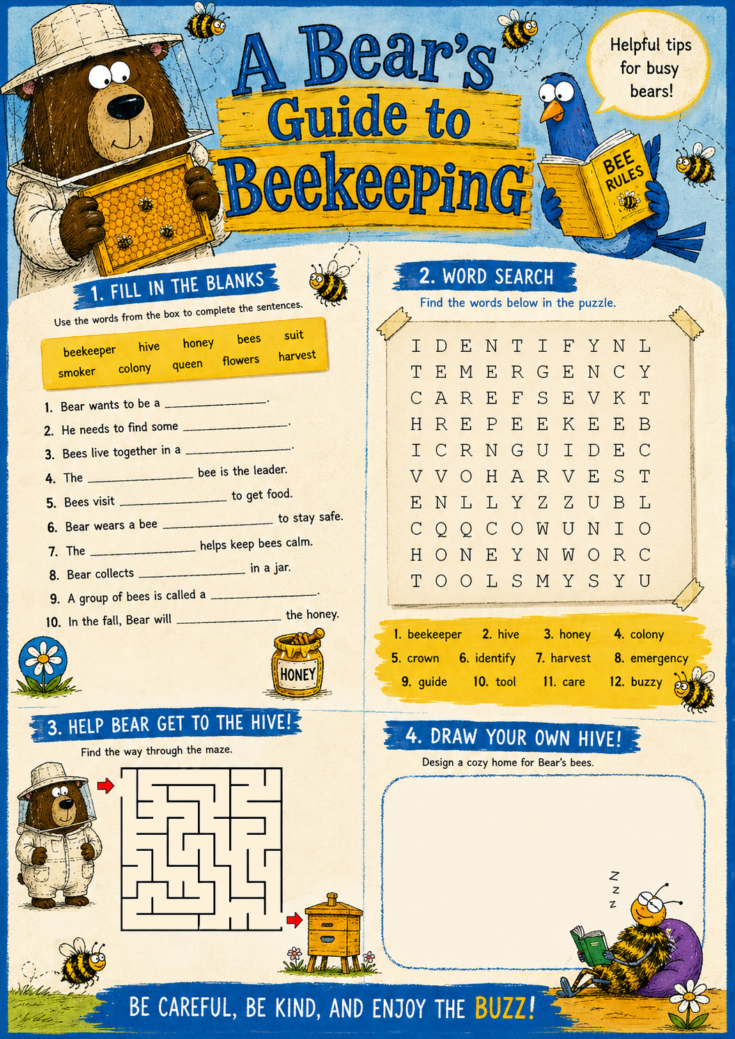 幽默科普繪本|A Bear’s Guide to Beekeeping 當熊想養蜜蜂會發生什麼事?假裝正經的養蜂手冊,令人捧部大笑的災難現場 - 第14張圖 幽默科普繪本|A Bear’s Guide to Beekeeping 當熊想養蜜蜂會發生什麼事?假裝正經的養蜂手冊,令人捧部大笑的災難現場