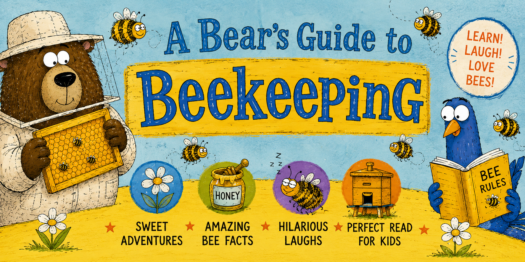 幽默科普繪本|A Bear’s Guide to Beekeeping 當熊想養蜜蜂會發生什麼事?假裝正經的養蜂手冊,令人捧部大笑的災難現場 - 第1張圖 幽默科普繪本|A Bear’s Guide to Beekeeping 當熊想養蜜蜂會發生什麼事?假裝正經的養蜂手冊,令人捧部大笑的災難現場
