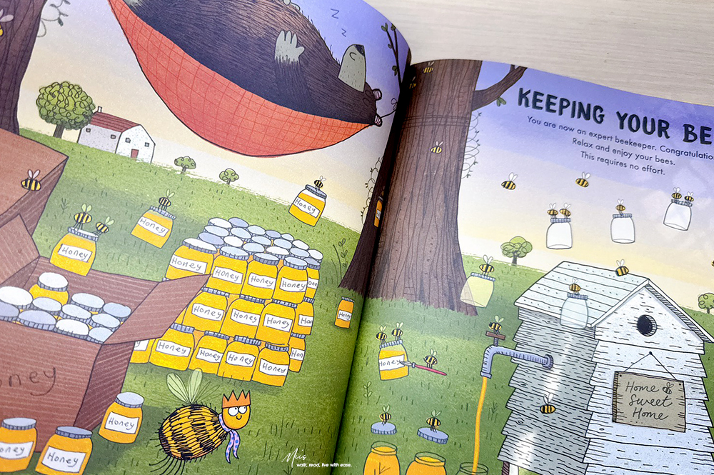 幽默科普繪本|A Bear’s Guide to Beekeeping 當熊想養蜜蜂會發生什麼事?假裝正經的養蜂手冊,令人捧部大笑的災難現場 - 第10張圖 幽默科普繪本|A Bear’s Guide to Beekeeping 當熊想養蜜蜂會發生什麼事?假裝正經的養蜂手冊,令人捧部大笑的災難現場