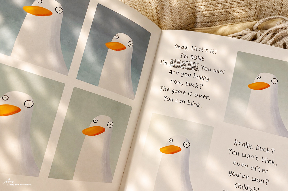 The Duck Never Blinks|這隻鴨子真的不眨眼?一場無厘頭的眨眼大賽,快速建立閱讀信心的互動式繪本 - 第9張圖 The Duck Never Blinks|這隻鴨子真的不眨眼?一場無厘頭的眨眼大賽,快速建立閱讀信心的互動式繪本